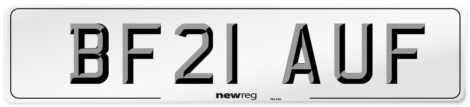 BF21 AUF Number Plate from New Reg